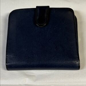 Vintage Coach Leather Bifold Kiss Lock Framed Wallet Navy Blue